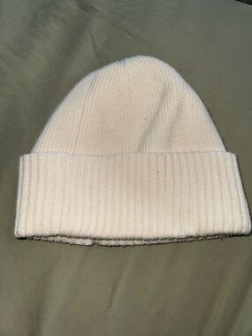 Cozy Ribbed Knit White Beanie
